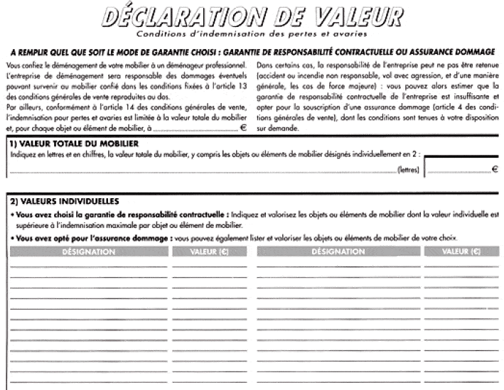 La déclaration de valeur : indemnisation des dommages causés pendant le déménagement